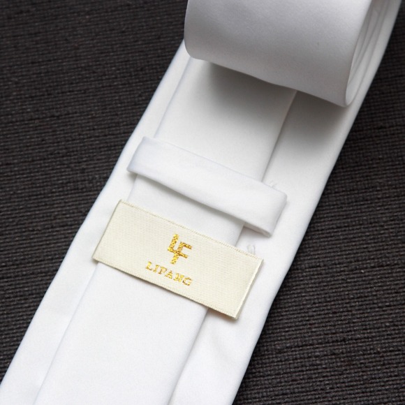 Mens Tie Necktie Solid White Wedding Groom 3"W x 58"L - Picture 2 of 4